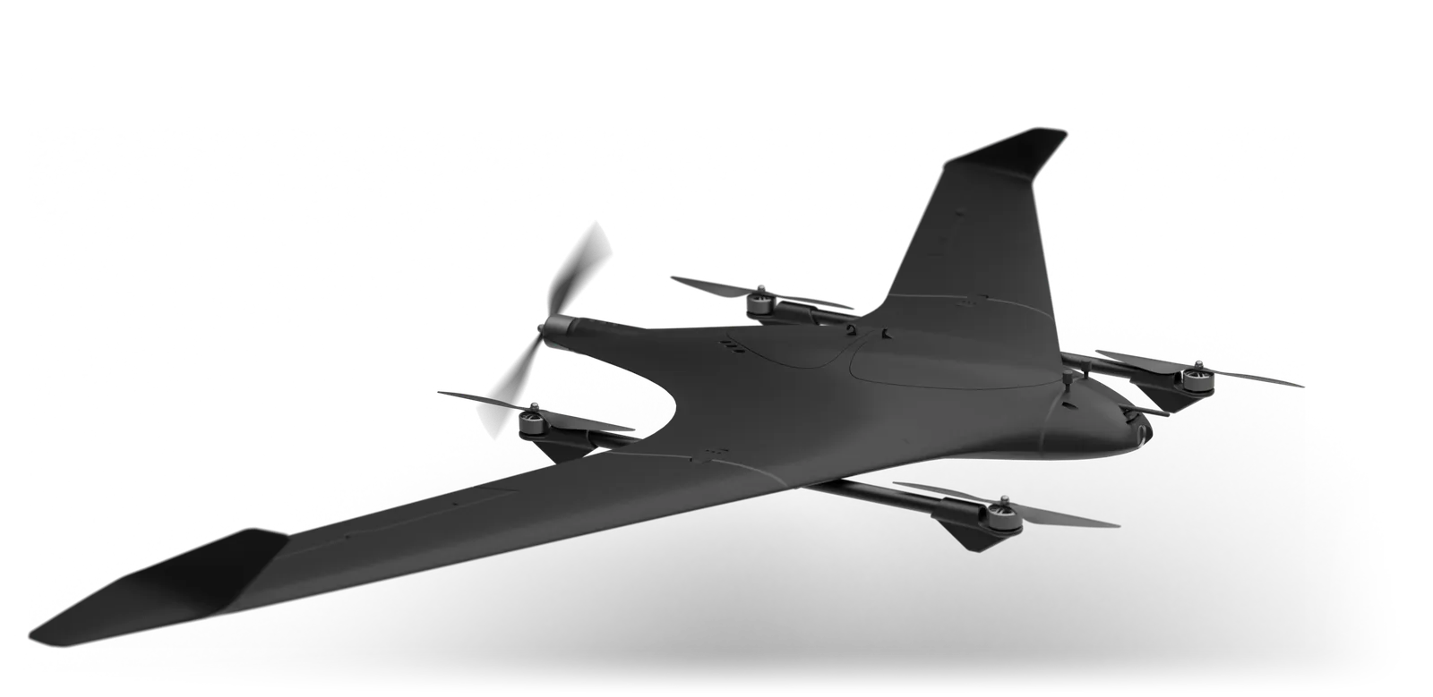 TerraHawk FPV from above and behind, showing the upper surface, the panel detail and the split elevons on the trailing edge